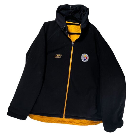 Vtg Pittsburgh Steelers Reebok NFL Team Apparel Hooded Jacket Reversible 2XL - Picture 11 of 16